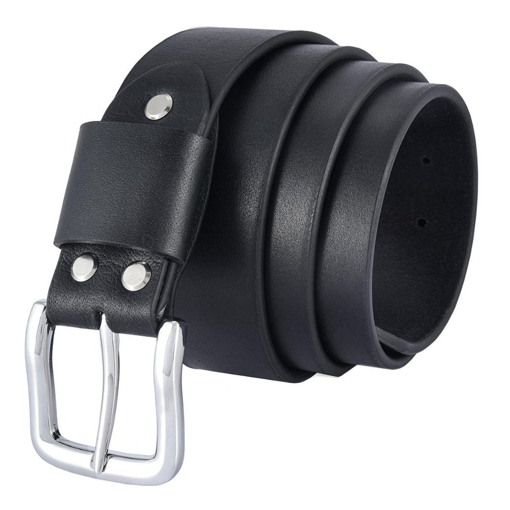 Black Finish Buffalo Full Grain Thick Heavy Leather Belt - Free Personalization